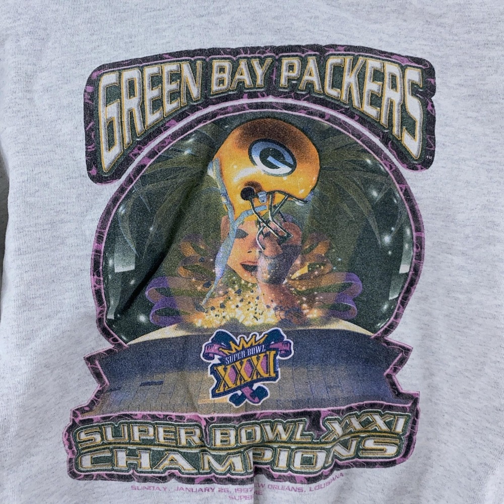Vtg Green‎ Bay Packers Starter Crewneck Sweater Mens L NFL Football Super Bowl
